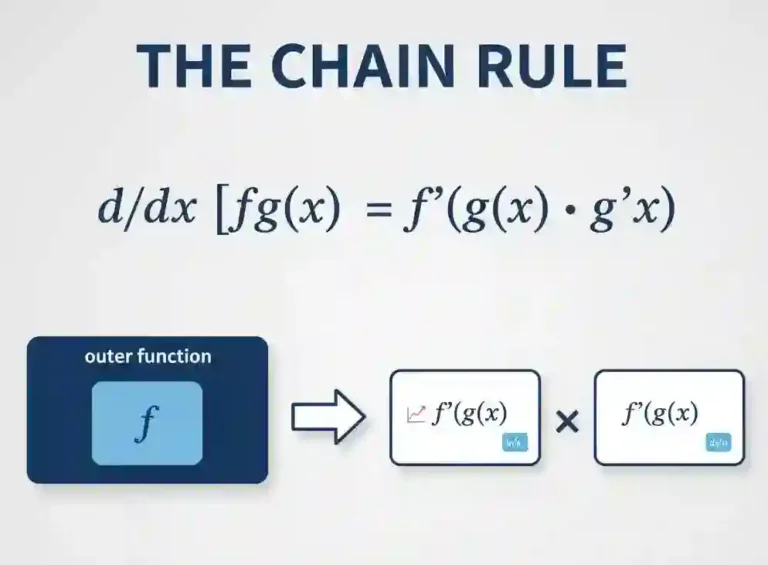 Chain Rule Formula for differentiation shown with composite functions